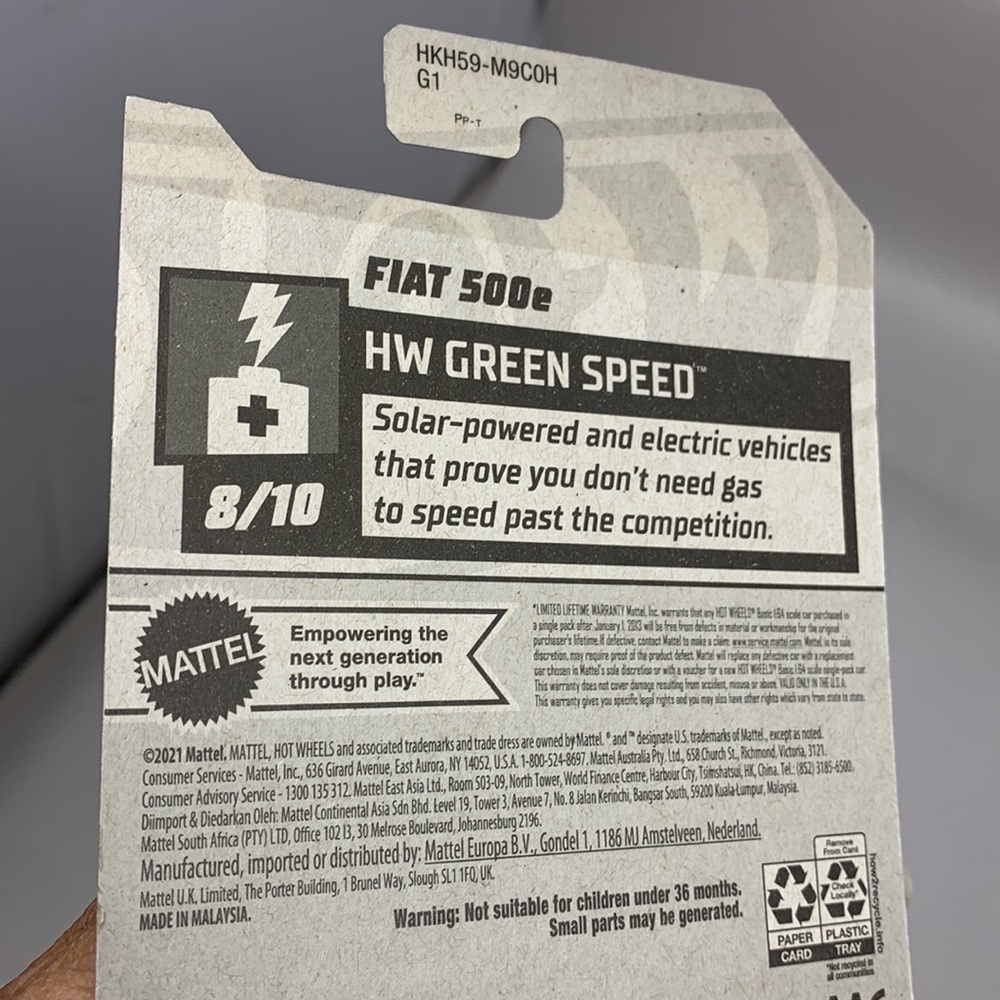 Hot Wheels Fiat 500e HW green speed car toy new by Mattel 144/250 - Picture 16 of 17